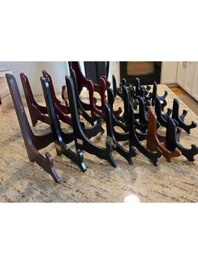 Lot of 24 Easel Plate Holder Wooden Folding Display Stand or Picture Frame